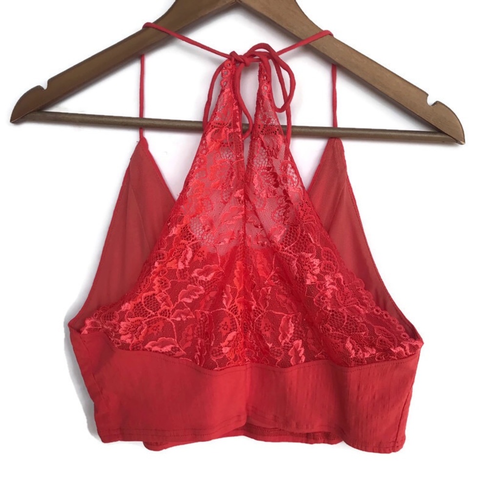 Free People NWOT The Century Coral Red Lace Brami - Picture 4 of 8
